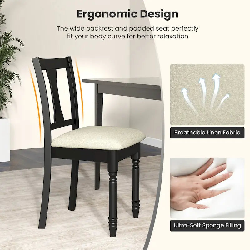 Ensemble de 4 chaises de salle à manger en bois rembourrées Gymax avec espace de rangement intégré à l'assise-17