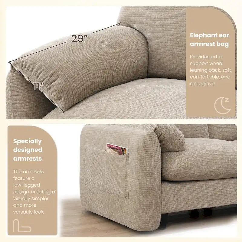 Canapé d'angle en forme de U avec méridienne d'intérieur, chargeur USB et Type-C-21