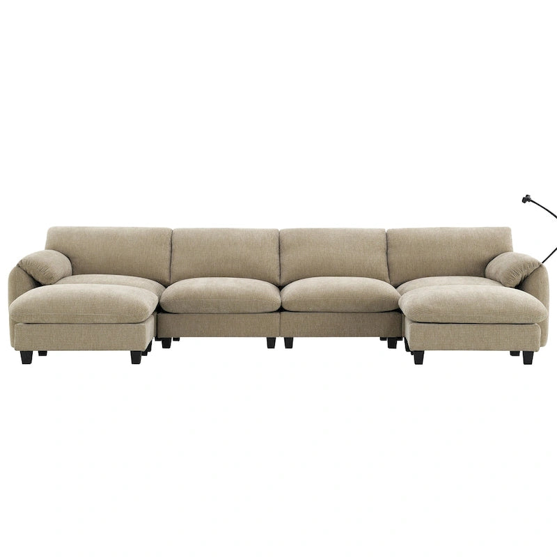 Canapé d'angle en forme de U avec méridienne d'intérieur, chargeur USB et Type-C-27