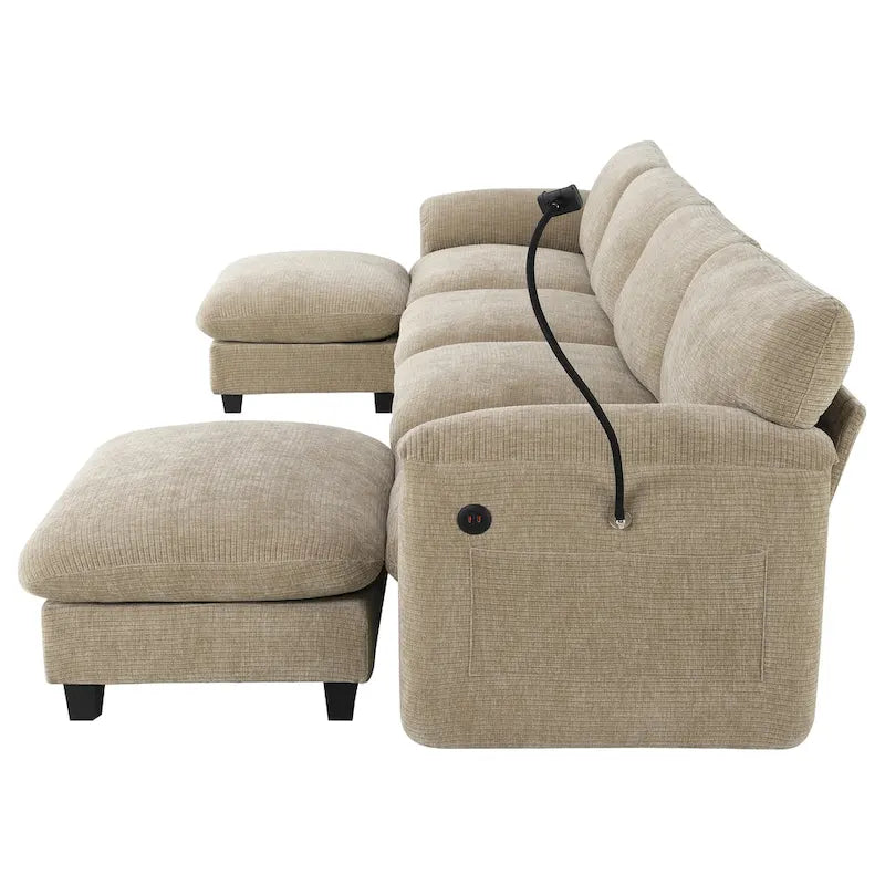 Canapé d'angle en forme de U avec méridienne d'intérieur, chargeur USB et Type-C-29