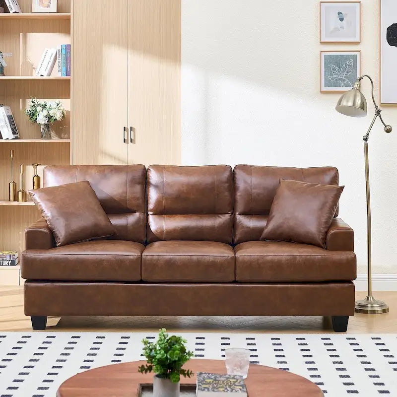 Canapé italien surdimensionné à accoudoirs carrés en similicuir-19