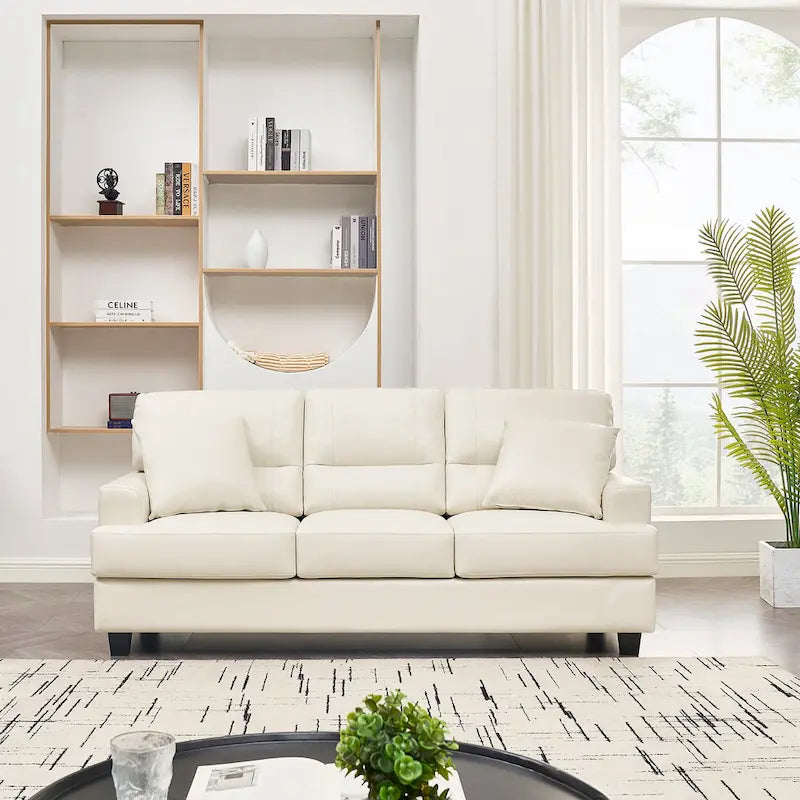 Canapé italien surdimensionné à accoudoirs carrés en similicuir-2