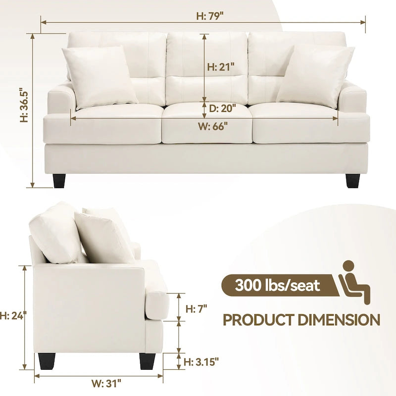 Canapé italien surdimensionné à accoudoirs carrés en similicuir-3