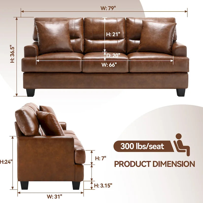 Canapé italien surdimensionné à accoudoirs carrés en similicuir-4