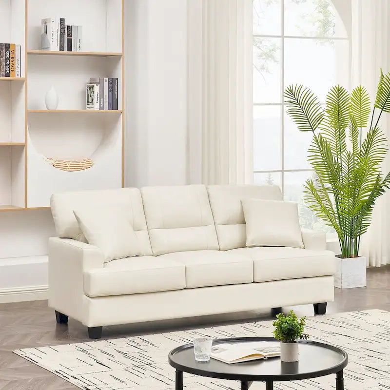 Canapé italien surdimensionné à accoudoirs carrés en similicuir-5