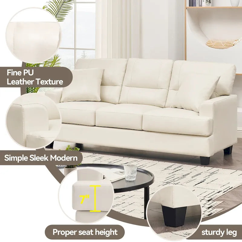 Canapé italien surdimensionné à accoudoirs carrés en similicuir-6