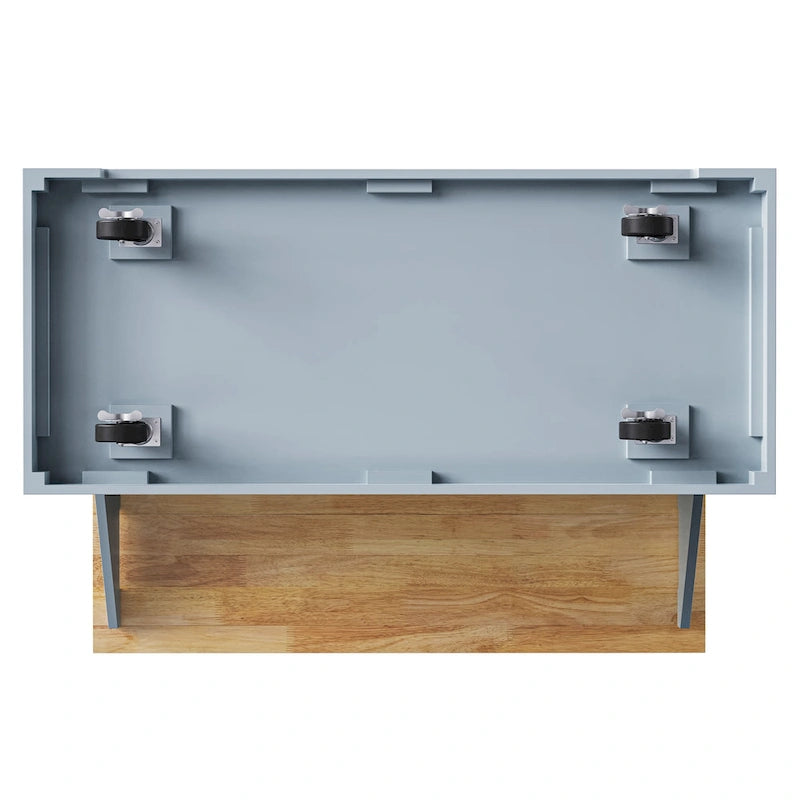 Îlot de cuisine de 137 cm avec abattant en bois d'hévéa, chariot de cuisine roulant à texture gaufrée sur 4 roues avec 4 portes et 3 tiroirs-8