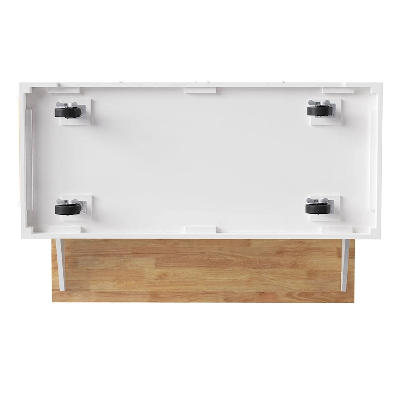 Îlot de cuisine de 137 cm avec abattant en bois d'hévéa, chariot de cuisine roulant à texture gaufrée sur 4 roues avec 4 portes et 3 tiroirs-29