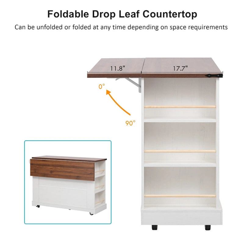 Îlot de cuisine de style campagnard de 53 pouces avec deux portes d'armoire en verre trempé (tabouret non inclus)-25