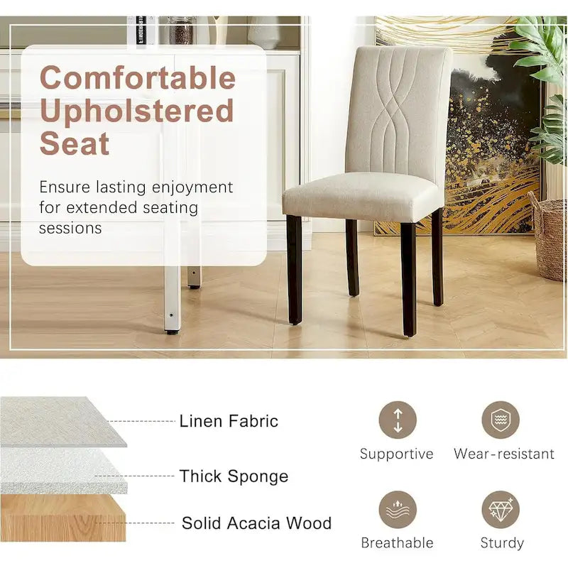 Ensemble de 2/4/6 chaises de salle à manger rembourrées VECELO, chaises de salle à manger/cuisine en tissu, chaises de salle à manger de style Parson-7