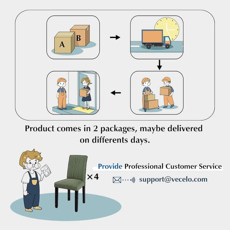 Ensemble de 2/4/6 chaises de salle à manger rembourrées VECELO, chaises de salle à manger/cuisine en tissu, chaises de salle à manger de style Parson-20