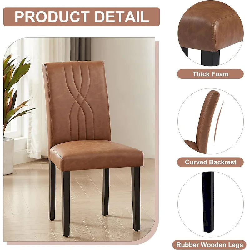 Ensemble de 2/4/6 chaises de salle à manger rembourrées VECELO, chaises de salle à manger/cuisine en tissu, chaises de salle à manger de style Parson-25