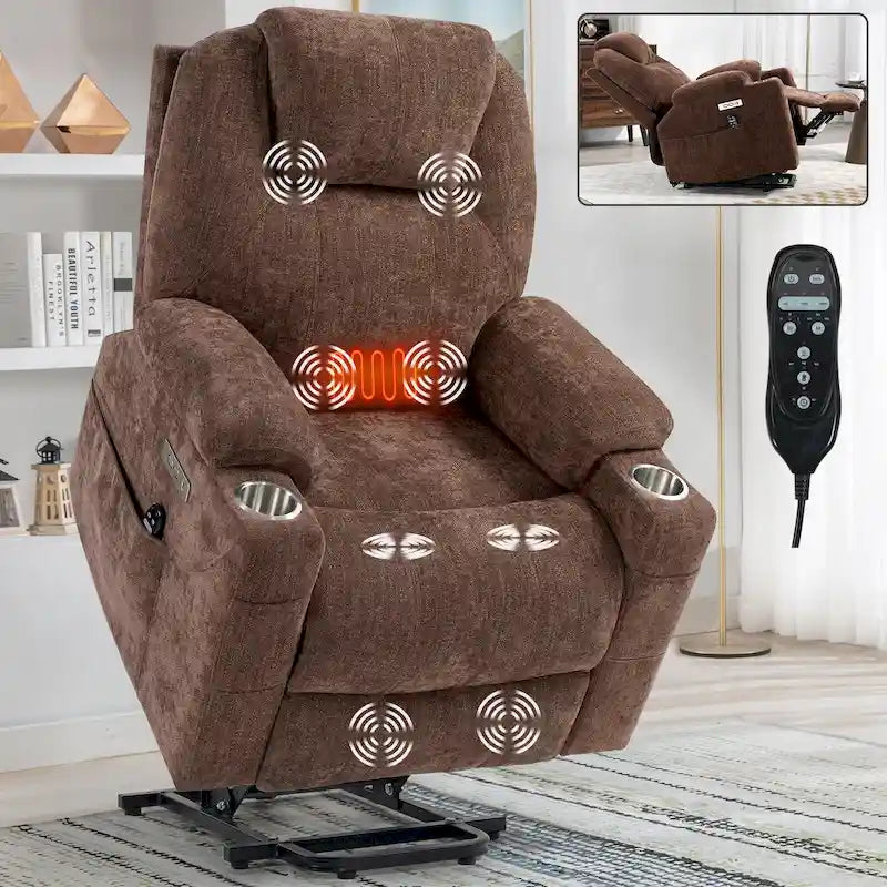Fauteuil inclinable électrique Lazy Boy en chenille, fauteuil inclinable moderne avec massage vibrant à 8 points, chauffage lombaire et ports USB-C-35