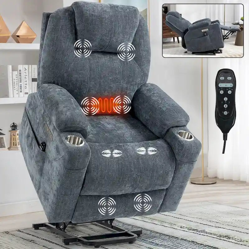Fauteuil inclinable électrique Lazy Boy en chenille, fauteuil inclinable moderne avec massage vibrant à 8 points, chauffage lombaire et ports USB-C-36