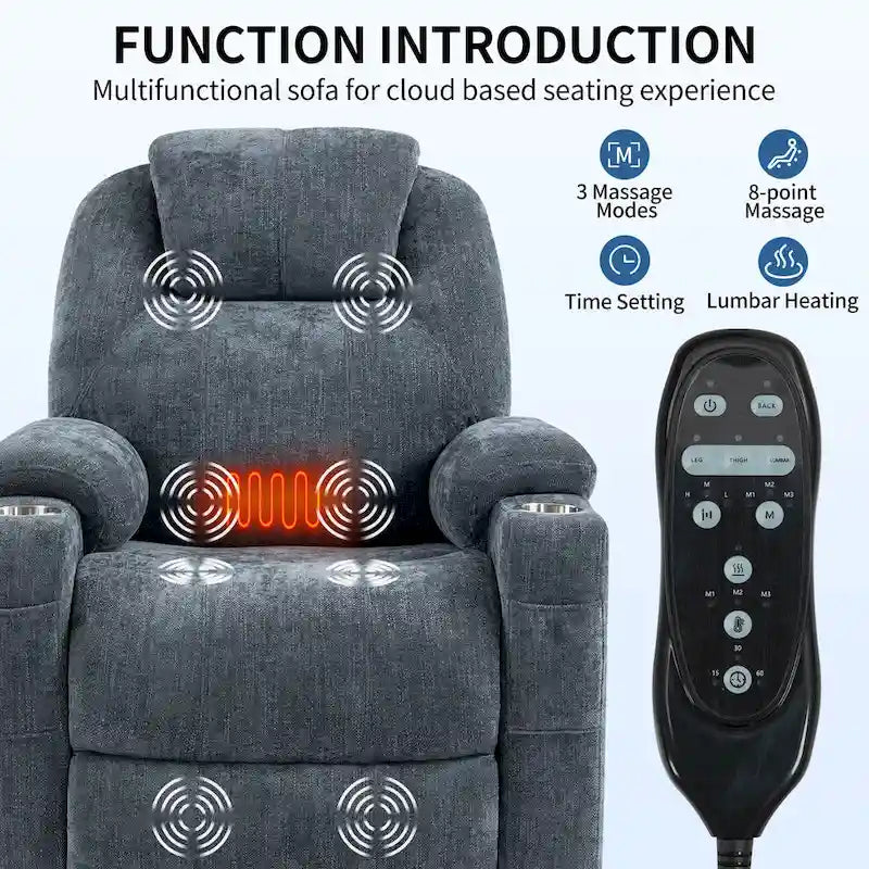 Fauteuil inclinable électrique Lazy Boy en chenille, fauteuil inclinable moderne avec massage vibrant à 8 points, chauffage lombaire et ports USB-C-13