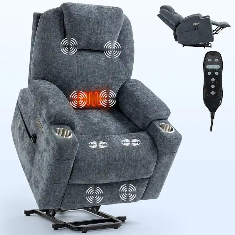 Fauteuil inclinable électrique Lazy Boy en chenille, fauteuil inclinable moderne avec massage vibrant à 8 points, chauffage lombaire et ports USB-C-19