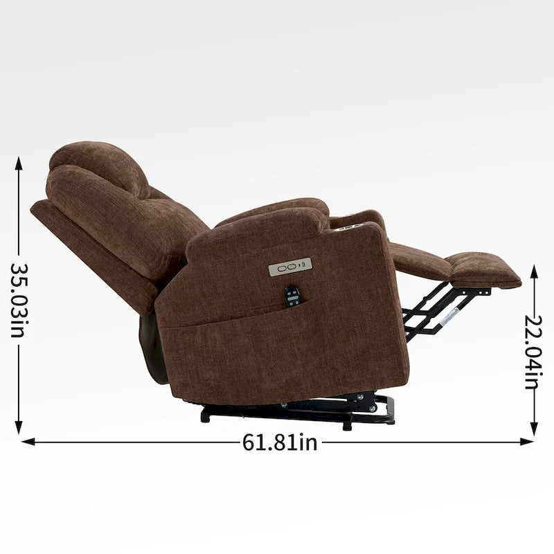 Fauteuil inclinable électrique Lazy Boy en chenille, fauteuil inclinable moderne avec massage vibrant à 8 points, chauffage lombaire et ports USB-C-25