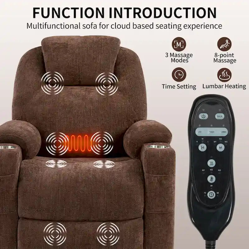 Fauteuil inclinable électrique Lazy Boy en chenille, fauteuil inclinable moderne avec massage vibrant à 8 points, chauffage lombaire et ports USB-C-28