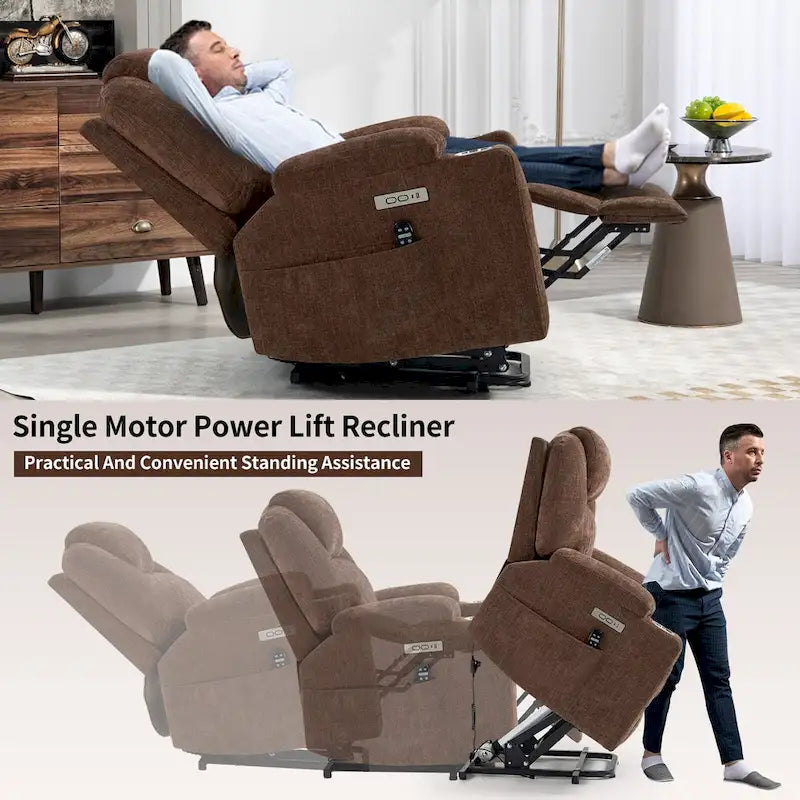 Fauteuil inclinable électrique Lazy Boy en chenille, fauteuil inclinable moderne avec massage vibrant à 8 points, chauffage lombaire et ports USB-C-31