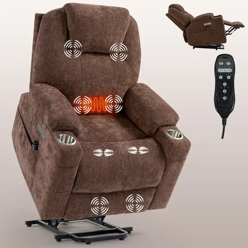 Fauteuil inclinable électrique Lazy Boy en chenille, fauteuil inclinable moderne avec massage vibrant à 8 points, chauffage lombaire et ports USB-C-34