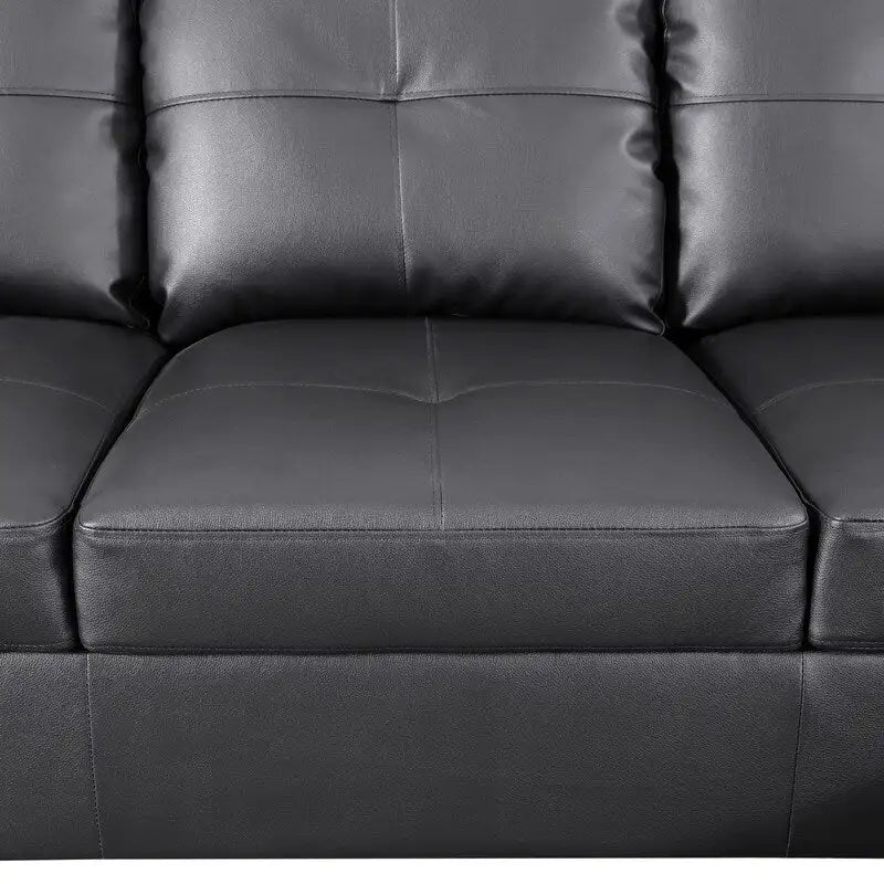 Ensemble canapé 3 pièces en similicuir noir élégant, une touche de modernité pour votre salon-12