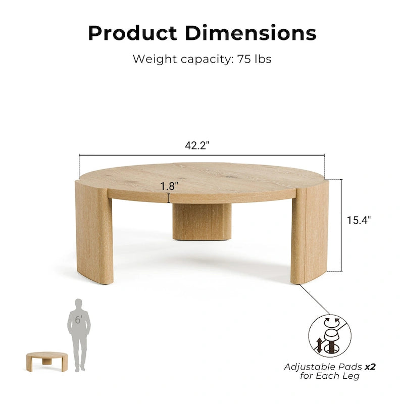 Table basse ronde en chêne moderne Minst de Furniture of America-2