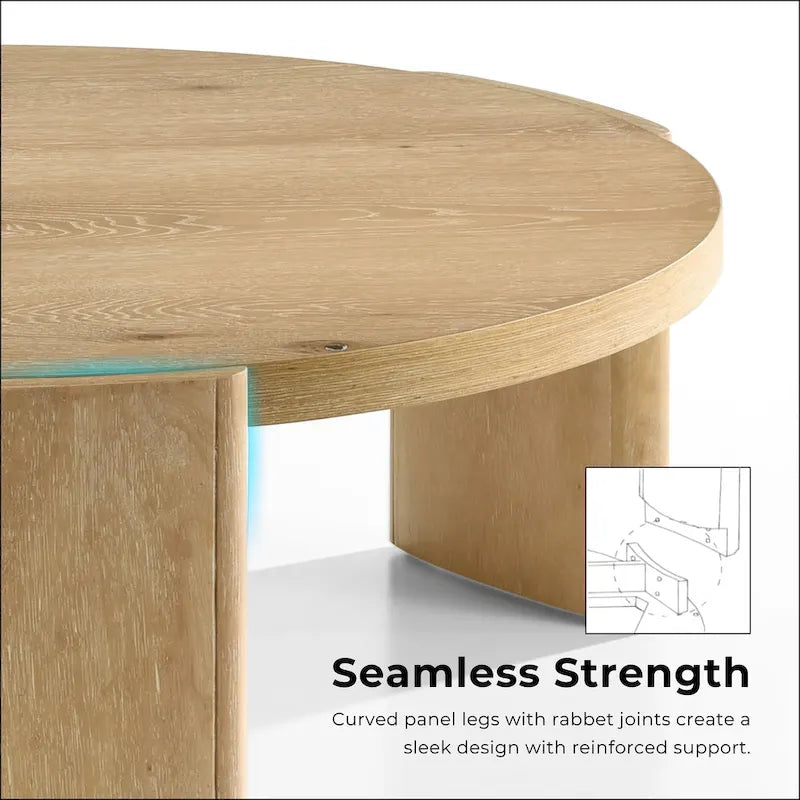 Table basse ronde en chêne moderne Minst de Furniture of America-3