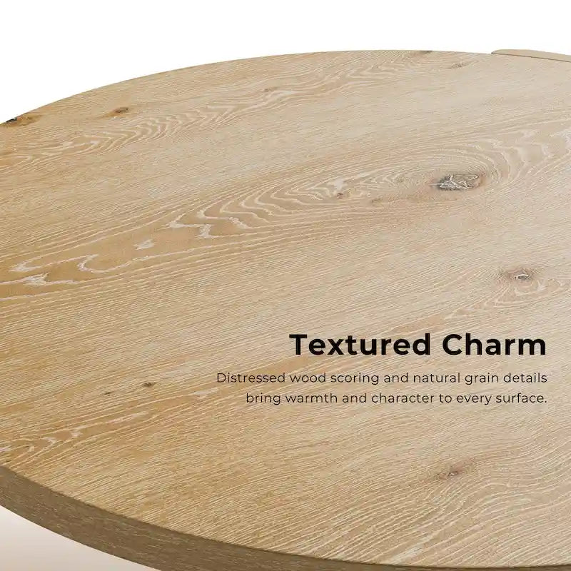 Table basse ronde en chêne moderne Minst de Furniture of America-4