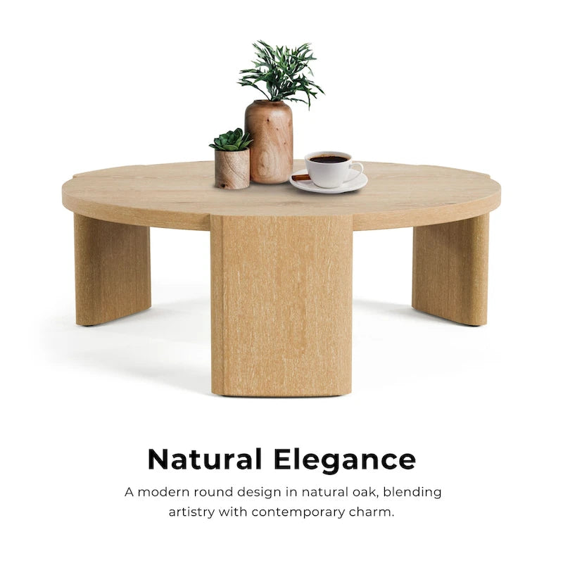 Table basse ronde en chêne moderne Minst de Furniture of America-5