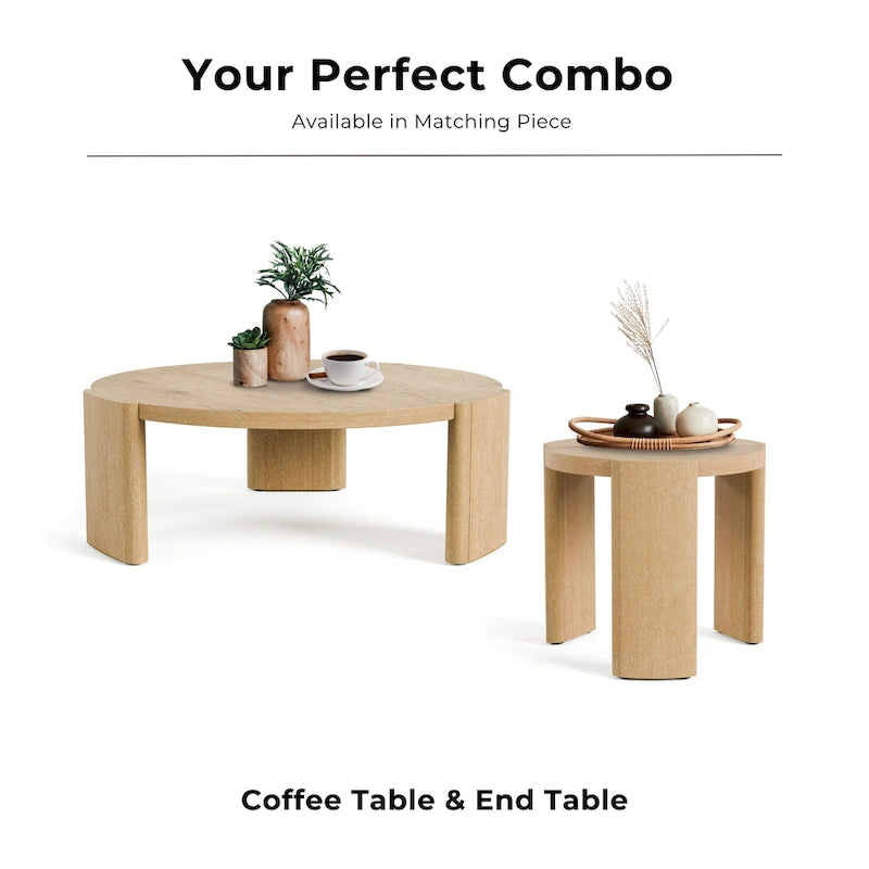 Table basse ronde en chêne moderne Minst de Furniture of America-6