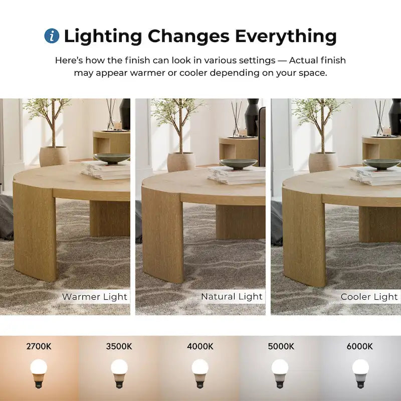 Table basse ronde en chêne moderne Minst de Furniture of America-7