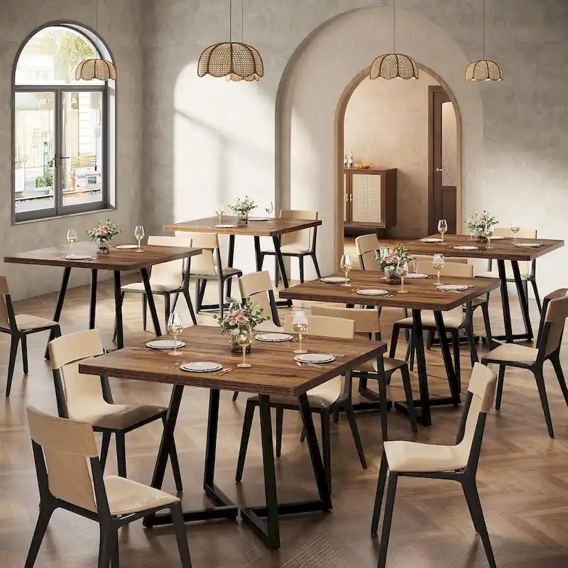 Table de salle à manger carrée en bois de 80 cm (31,5 pouces) avec piètement en métal-7