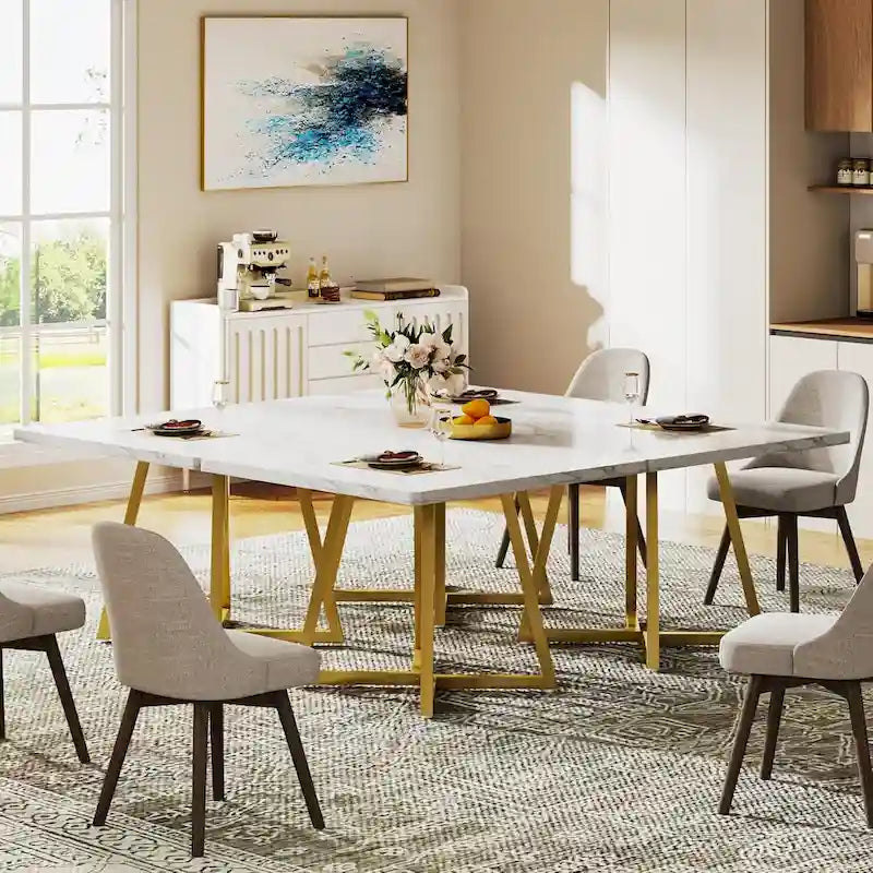 Table de salle à manger carrée en bois de 80 cm (31,5 pouces) avec piètement en métal-14