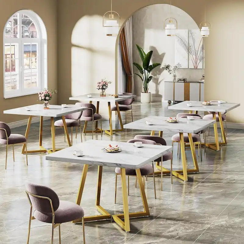 Table de salle à manger carrée en bois de 80 cm (31,5 pouces) avec piètement en métal-16