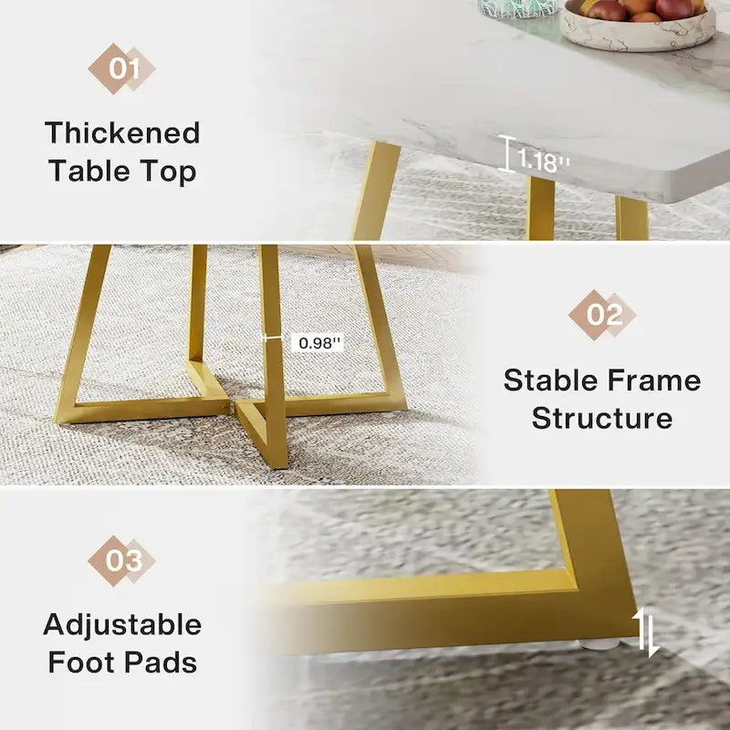 Table de salle à manger carrée en bois de 80 cm (31,5 pouces) avec piètement en métal-18