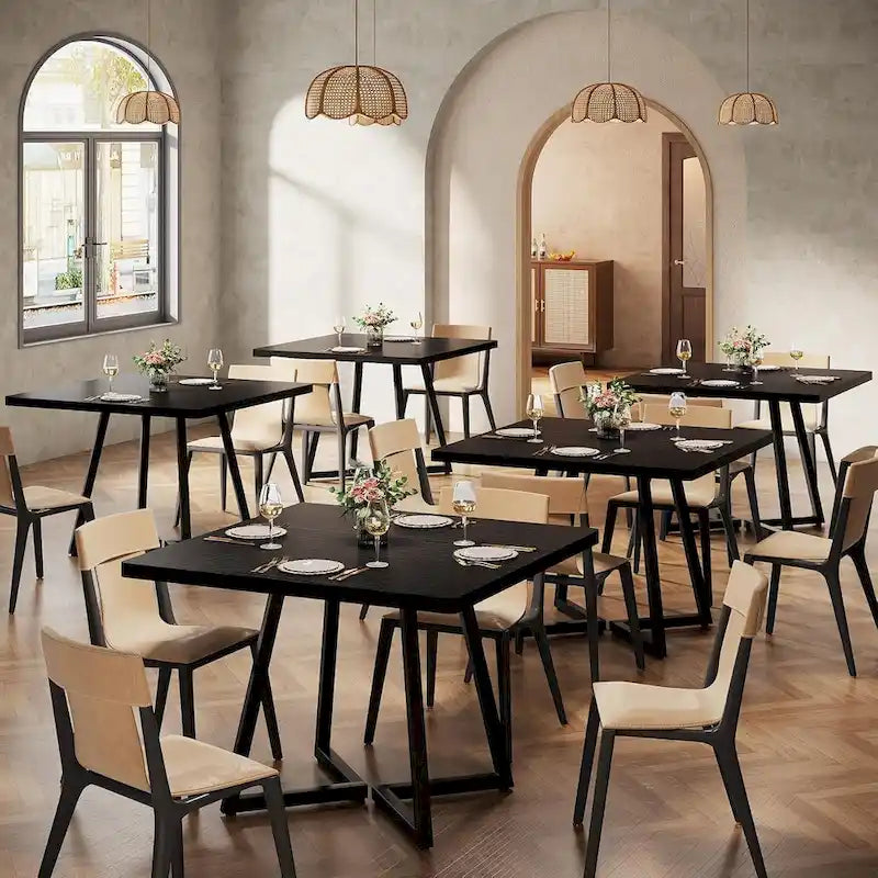 Table de salle à manger carrée en bois de 80 cm (31,5 pouces) avec piètement en métal-24