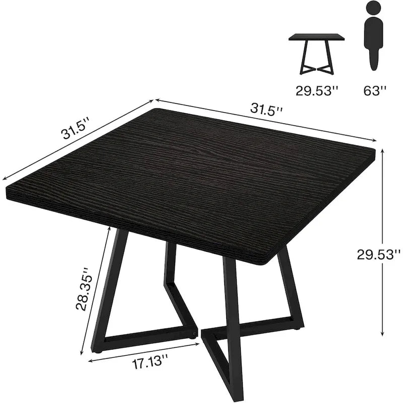 Table de salle à manger carrée en bois de 80 cm (31,5 pouces) avec piètement en métal-28