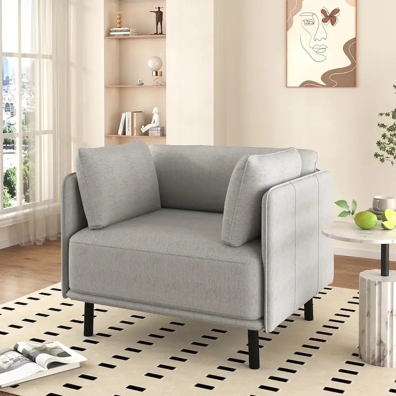 Fauteuil d'appoint moderne rembourré de 39,17 pouces avec pieds en métal massif et coussin pour salon-29