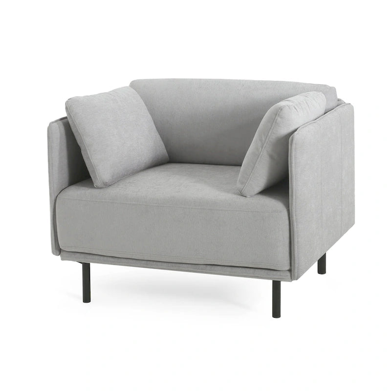 Fauteuil d'appoint moderne rembourré de 39,17 pouces avec pieds en métal massif et coussin pour salon-3