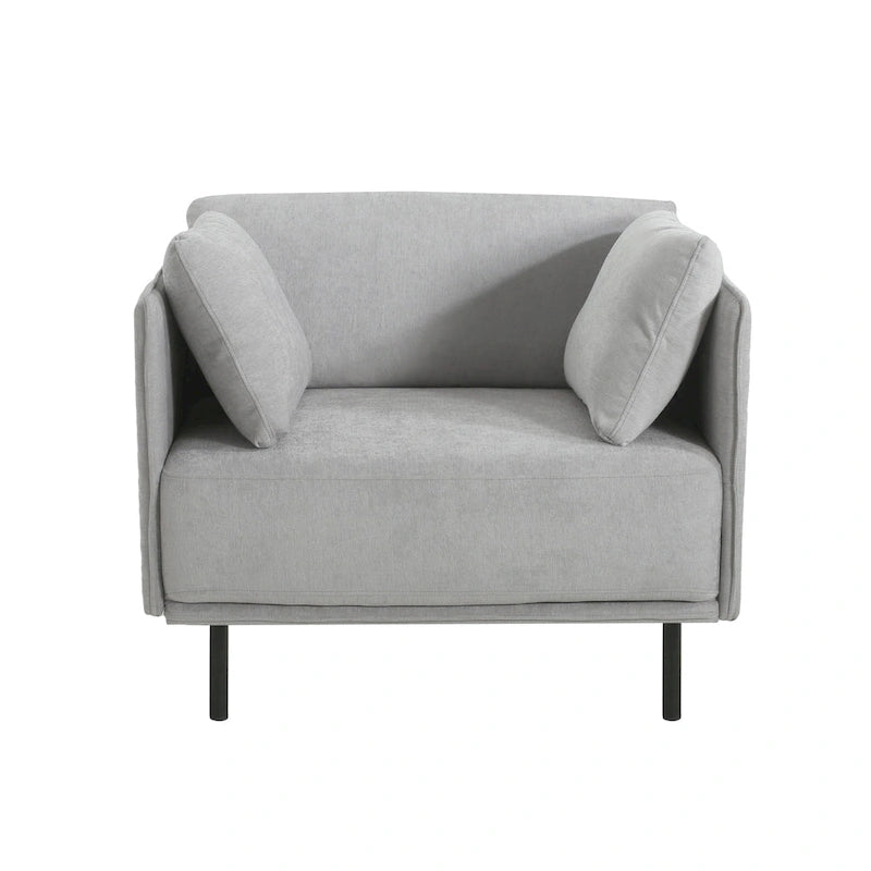 Fauteuil d'appoint moderne rembourré de 39,17 pouces avec pieds en métal massif et coussin pour salon-4