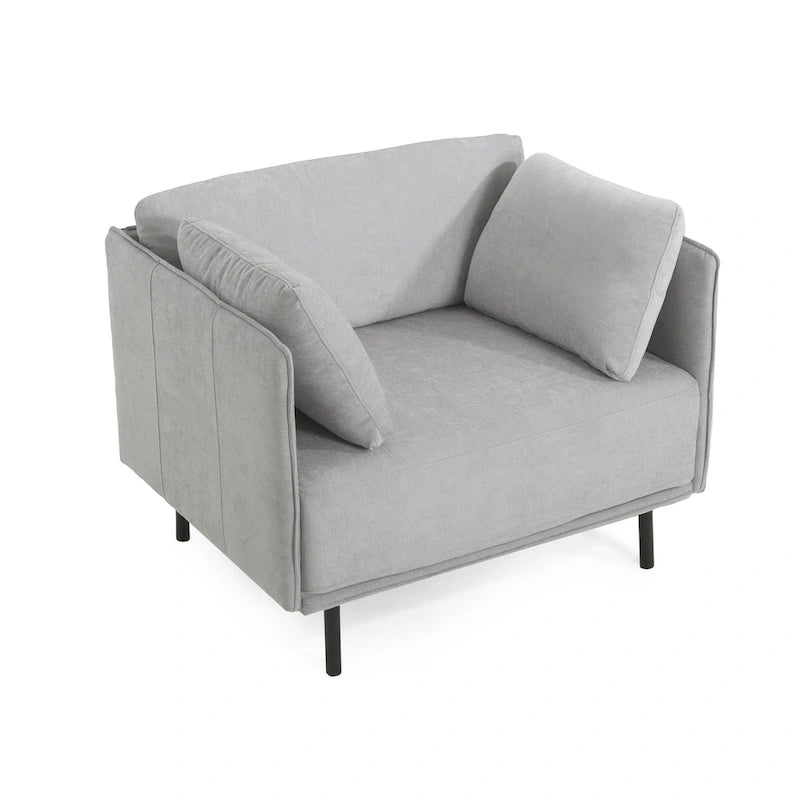 Fauteuil d'appoint moderne rembourré de 39,17 pouces avec pieds en métal massif et coussin pour salon-6