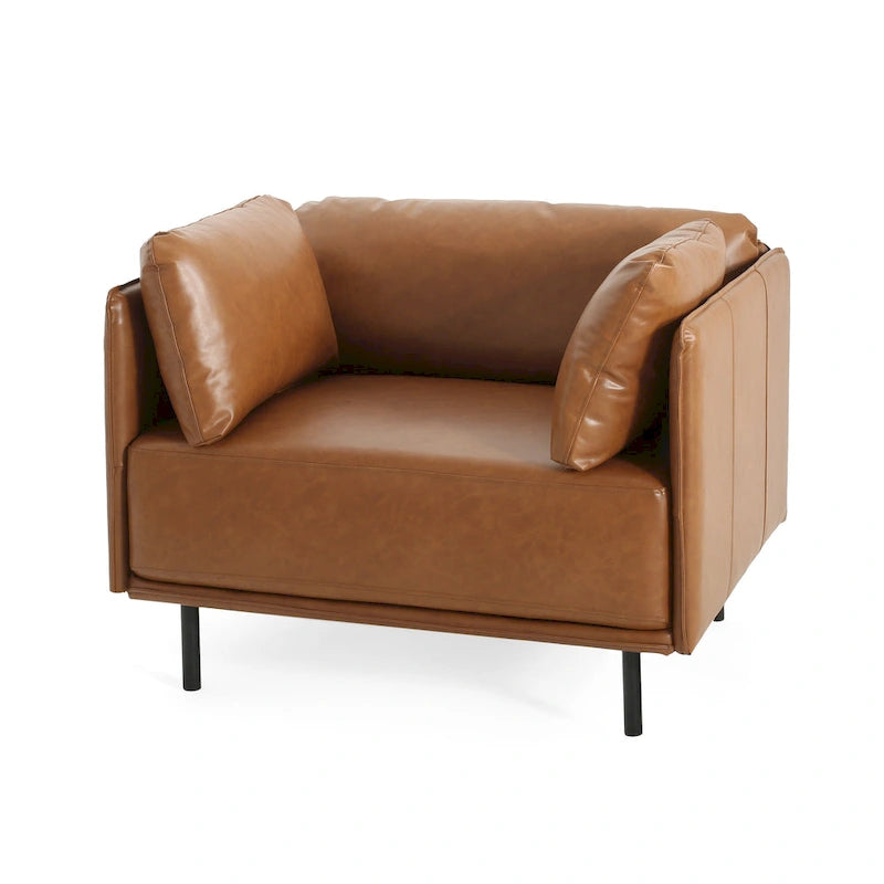 Fauteuil d'appoint moderne rembourré de 39,17 pouces avec pieds en métal massif et coussin pour salon-17