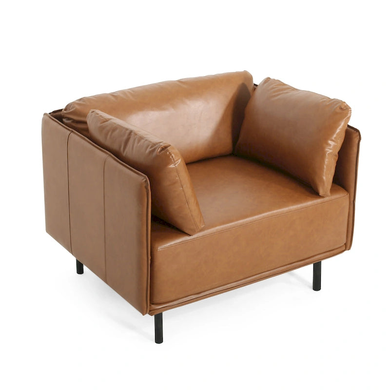 Fauteuil d'appoint moderne rembourré de 39,17 pouces avec pieds en métal massif et coussin pour salon-19
