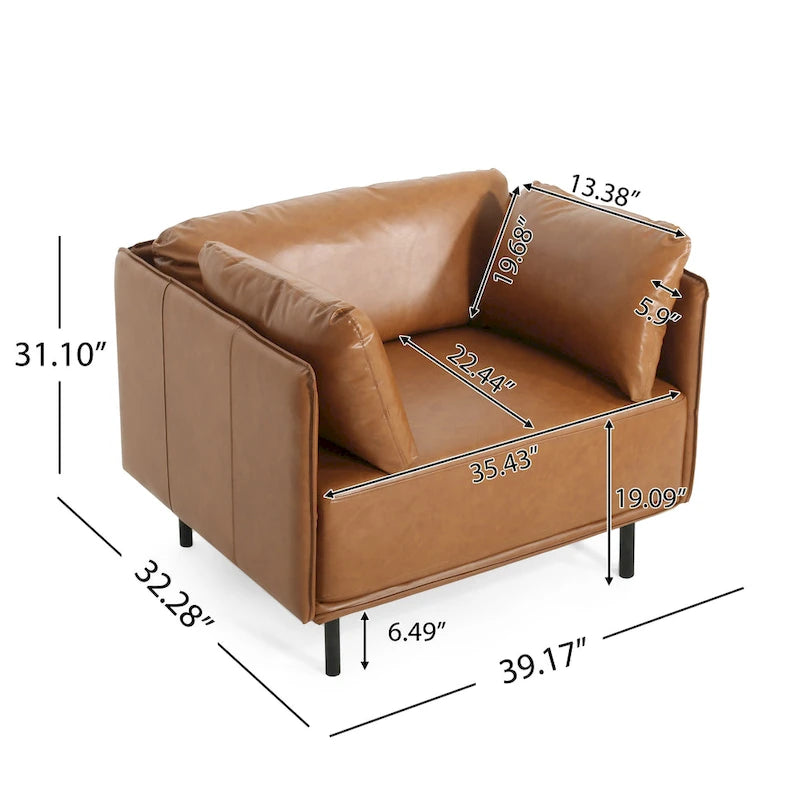 Fauteuil d'appoint moderne rembourré de 39,17 pouces avec pieds en métal massif et coussin pour salon-20