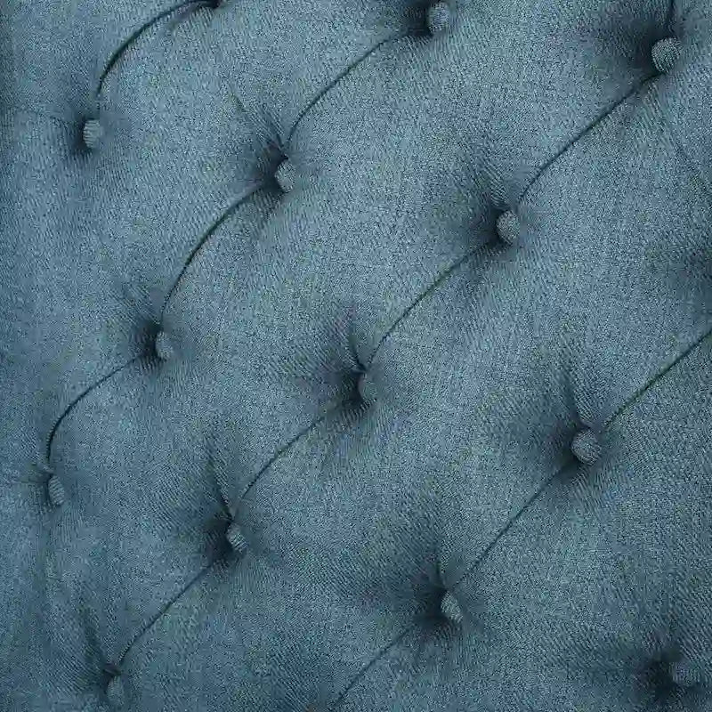 Fauteuil d'appoint bleu moderne à dossier haut, capitonné et orné de clous décoratifs, pour salon-11