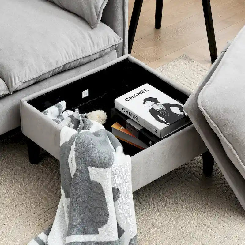 Canapé d'angle convertible 3 places en forme de L avec repose-pieds et rangement (78,74 €)-16