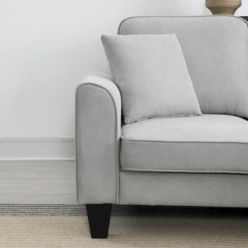 Canapé d'angle 7 places spacieux en forme de U, gris 108, avec 3 coussins et méridienne, idéal pour un salon ou un appartement.-13