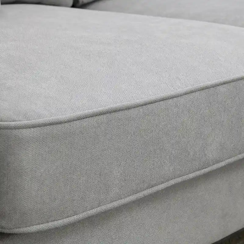 Canapé d'angle 7 places spacieux en forme de U, gris 108, avec 3 coussins et méridienne, idéal pour un salon ou un appartement.-20