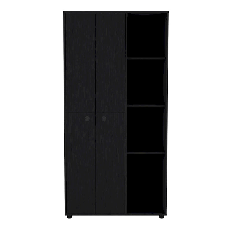 Armoire moderne à double porte 19,48 avec 2 barres métalliques robustes et trois étagères-16