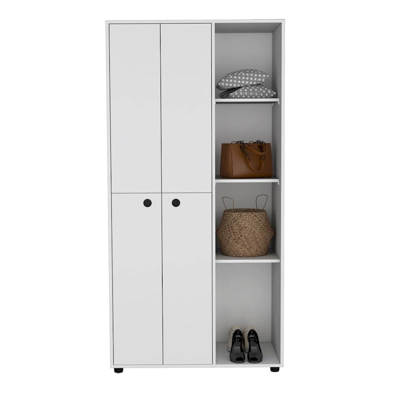 Armoire moderne à double porte 19,48 avec 2 barres métalliques robustes et trois étagères-13